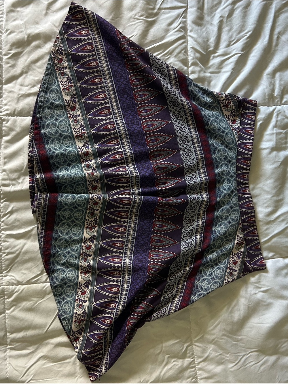 La Hearts Multicolor Boho Circle Skirt in Purple, Burgundy & Teal